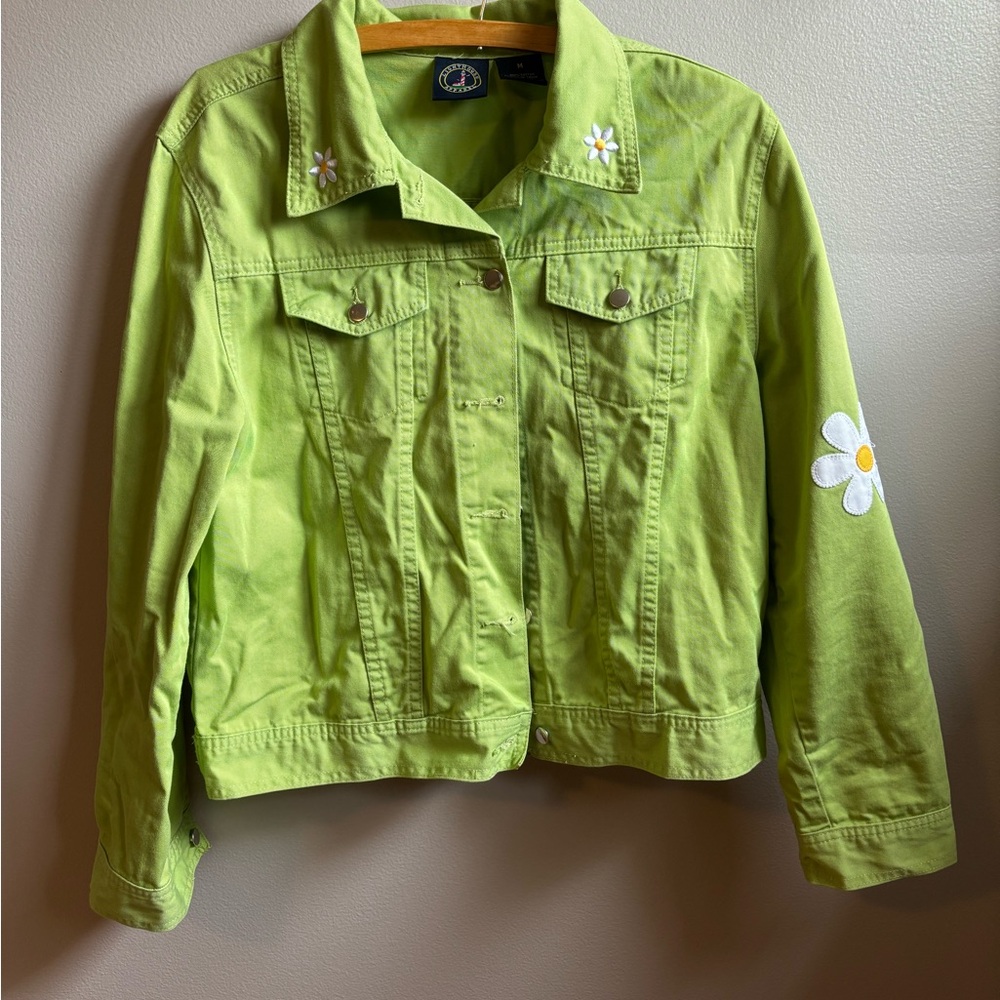 Lighthouse Apparel Green Jacket with Daisy Detail